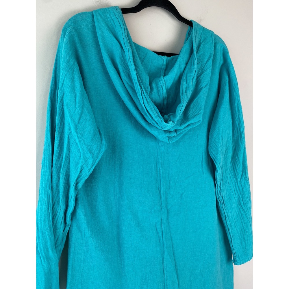 Oh My Gauze Womens Button Front Hoodie S/M Blue‎ Coastal Tunic Lightweight - Picture 6 of 10